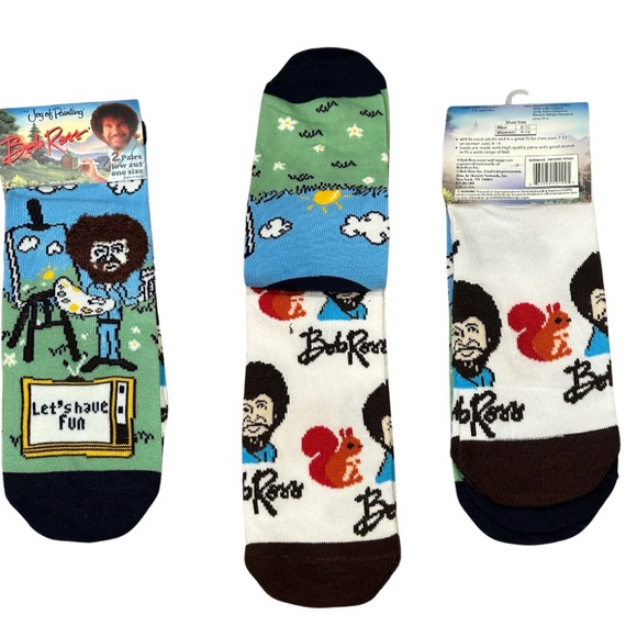 Accessories - Bob Ross Art Graphic Low Cut Socks | 2 Pairs | NWT | O/S Unisex Adult